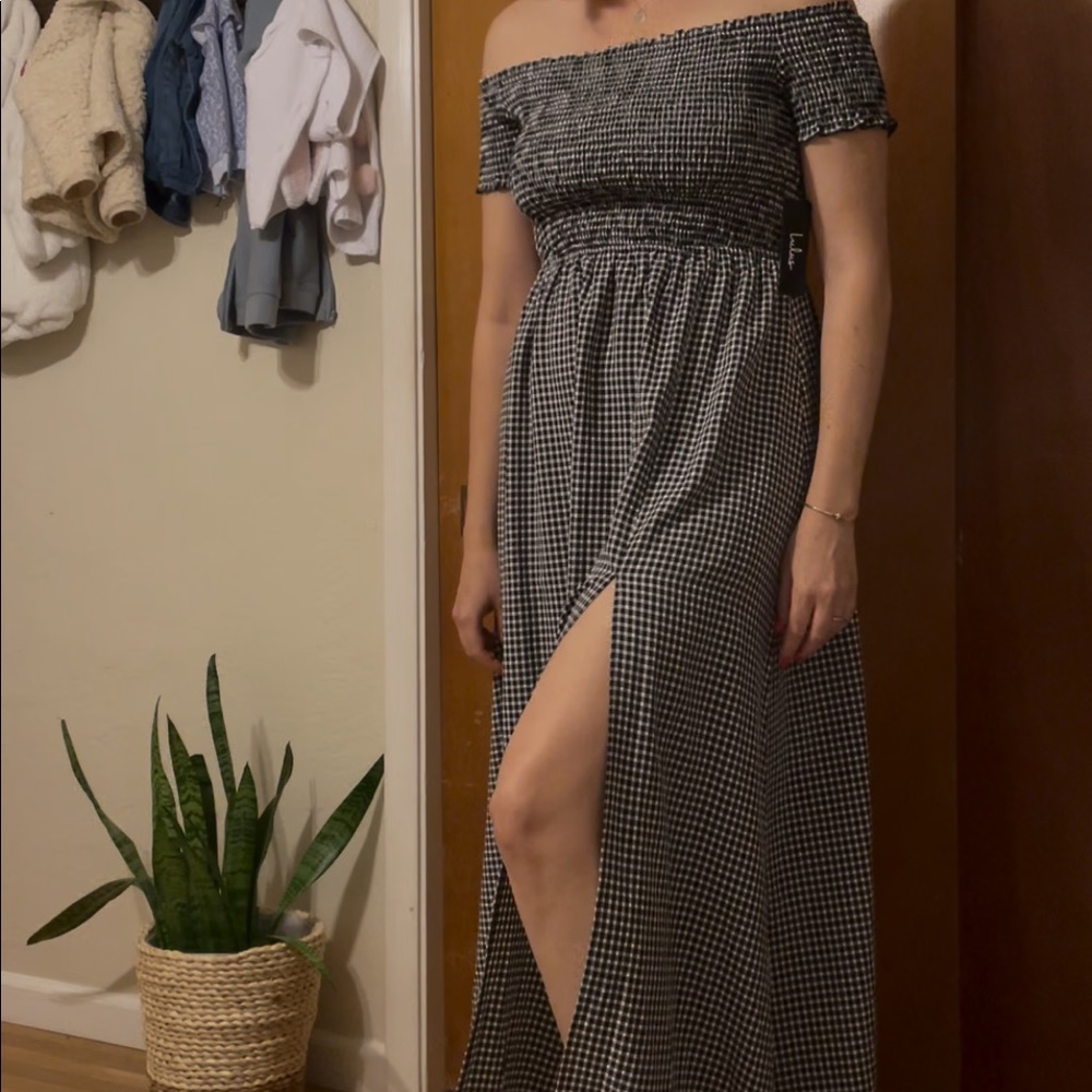 Lulu’s Maxi Dress in Black & White Gingham Print